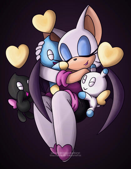 Collab: Rouge with Chao (pencils by OmegaSunBurst), 2022